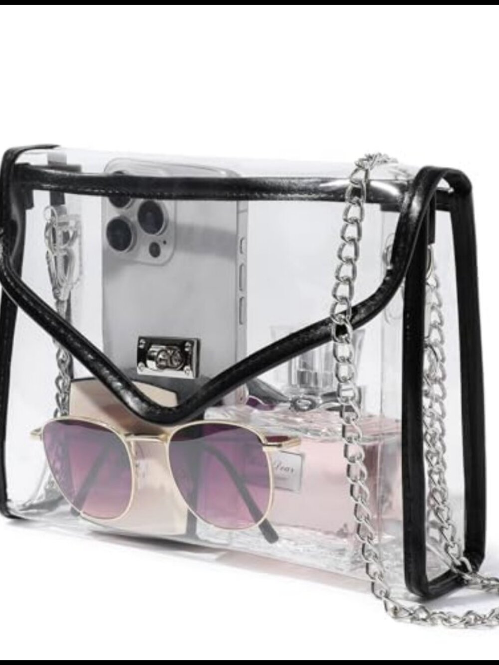 Clear Crossbody Bag Stadium Approved PVC Leather Edging